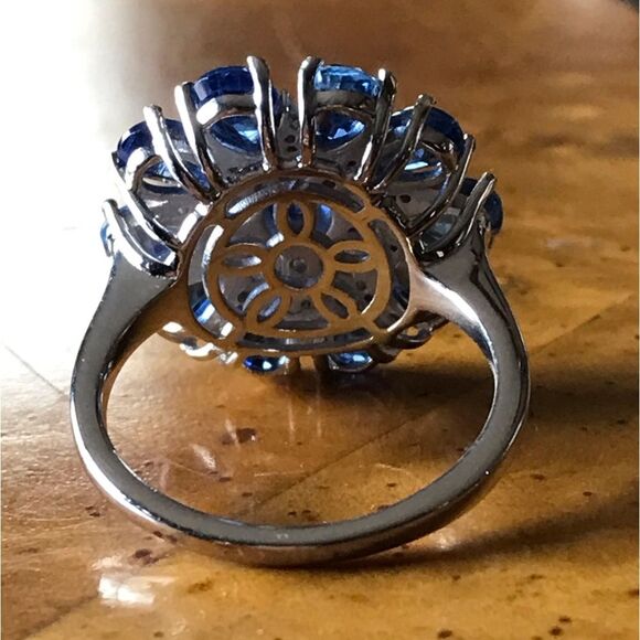 Natural Blue Kyanite Sterling Silver Cocktail Ring Size 10 - Picture 7 of 9